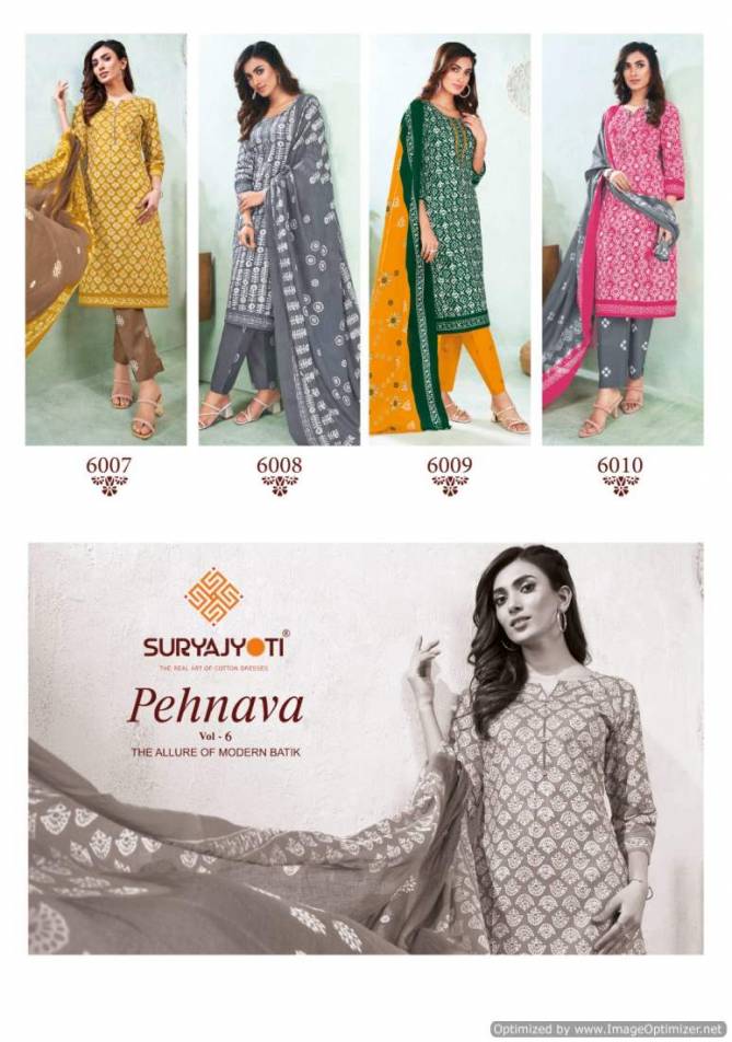 Pehnava Vol 6 By Suryajyoti Printed Cambric Cotton Dress Material Wholesale Market In Surat
